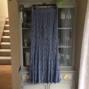 Steel blue crochet long skirt
